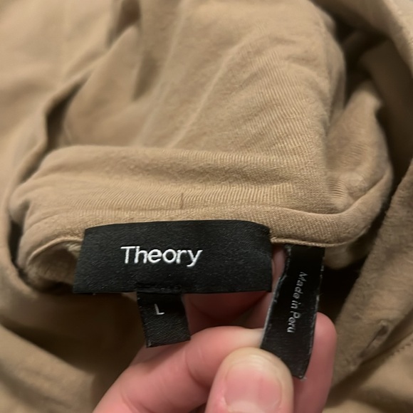 Theory hoodie hood jacket beige brown color theory hood size large - Picture 10 of 11